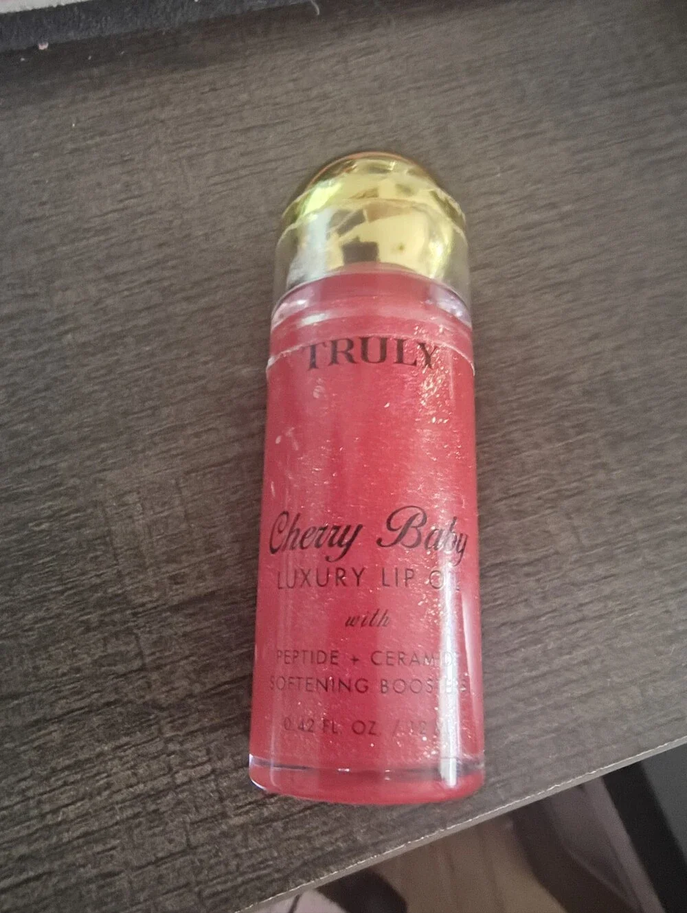 TRULY Cherry Baby Luxury Lip Oil - Red with Gold Cap